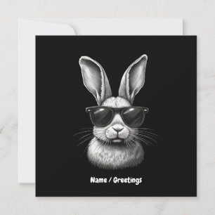Invitación Conejito Lindo Cara Con Gafas De Sol Para Niños 