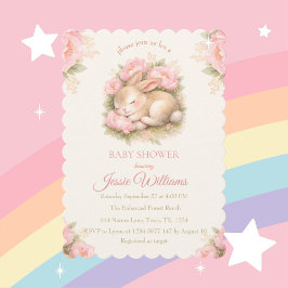 Invitación Conejito Lindo Conejo Rubor Rosa Baby Shower