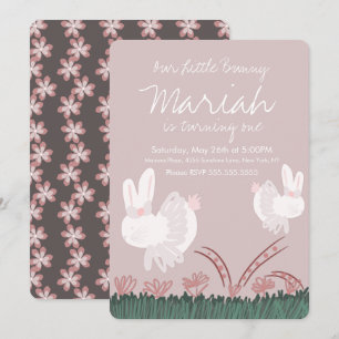 Invitación Conejito lindo Cumpleaños de Pascua Dibujado a Man