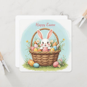 Invitación Conejito lindo en cesta de Pascua