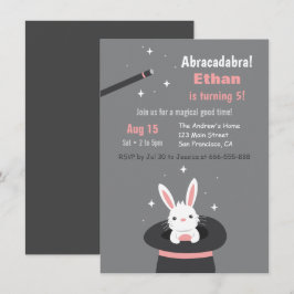 Invitación Conejito Lindo en Cumpleaños Temático de Magia par