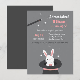 Invitación Conejito Lindo en Cumpleaños Temático de Magia par