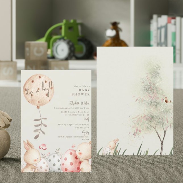 Invitación Conejito lindo es un chico Baby Shower (Subido por el creador)