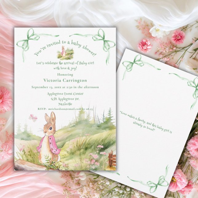 Invitación Conejito rosado dobla Baby Shower caprichoso (Subido por el creador)