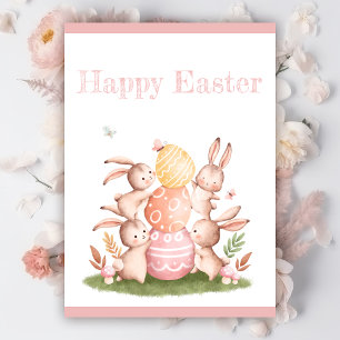 Invitación Conejitos de Pascua adorables con huevos en acuare