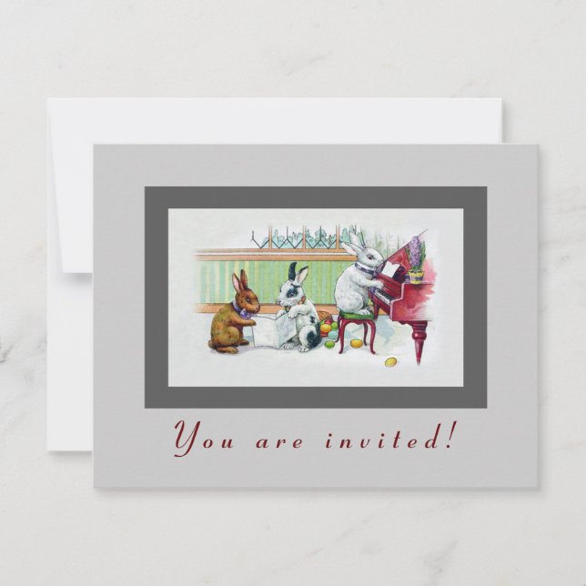 Invitación Conejitos de pascua lindos - fiesta de Pascua del (Anverso)