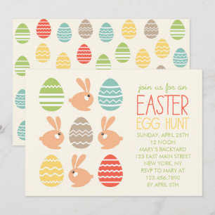 Invitación Conejitos y fiesta de los huevos de Pascua invitad