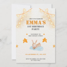 Conejo acuarela de conejo de primer cumpleaños