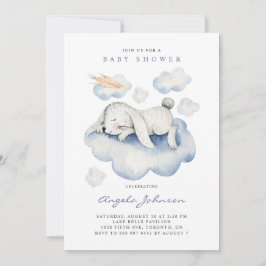 Invitación Conejo acuarela durmiente es un niño Baby Shower