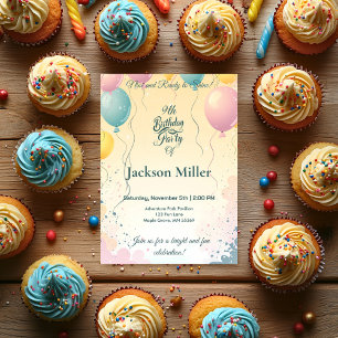 Invitación Conejo adorable con Personalizable de globo Cumple