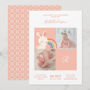 Invitación Conejo ・ Alfabeto Monograma Cuto Baby Shower