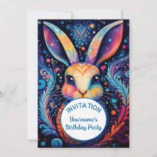 Invitación Conejo Artístico Colorido
