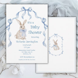 Invitación Conejo Azul Conejo Cinta Niño Bebé