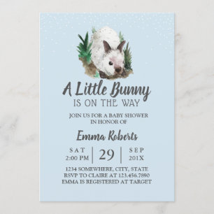 Invitación Conejo Baby Shower Cute Bunny Mint Blue