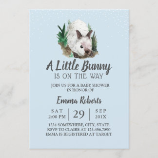 Invitación Conejo Baby Shower Cute Bunny Mint Blue