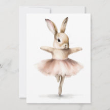 Conejo Bailarín de Acuarela Bailarina Rosa Beige