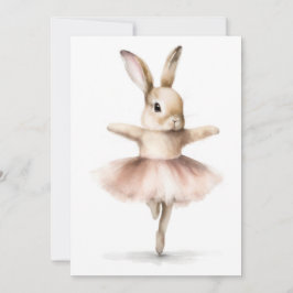 Invitación Conejo Bailarín de Acuarela Bailarina Rosa Beige