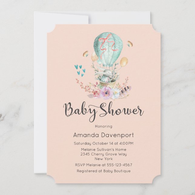 Invitación Conejo bebé caprichoso en una ducha de bebé de glo (Anverso)