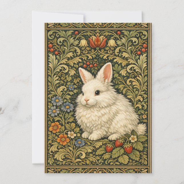 Invitación Conejo blanco art nouveau vintage (Anverso)