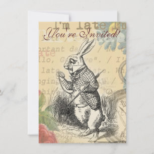 Invitación Conejo Blanco Aventuras de Alicia en el País de la