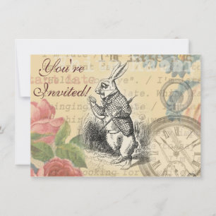 Invitación Conejo Blanco Aventuras de Alicia en el País de la