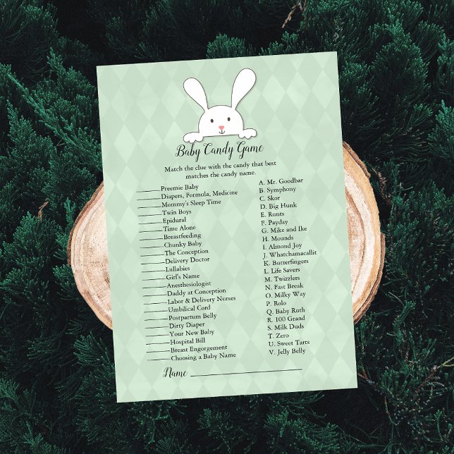 Invitación Conejo blanco de bebé, juego de ducha de caramelo  (Subido por el creador)