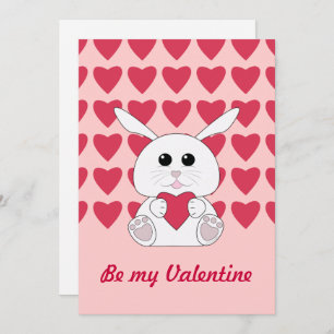 Invitación Conejo blanco lindo Kawaii Valentines Heart Invite