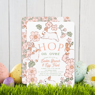 Invitación Conejo Boho Floral Brunch de Pascua Salta Aquí