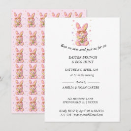 Invitación Conejo Bordado Pascua BRUNCH & CAZA