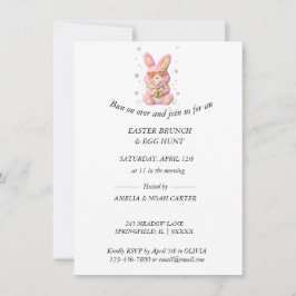 Invitación Conejo Bordado Pascua BRUNCH & CAZA