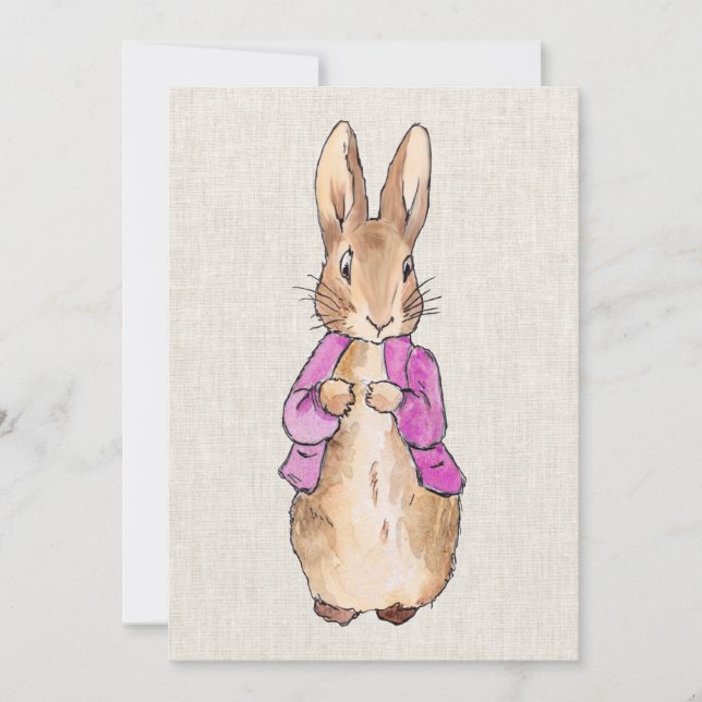 Invitación Conejo clásico chaqueta rosa (Anverso)