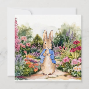 Invitación Conejo clásico con chaqueta azul