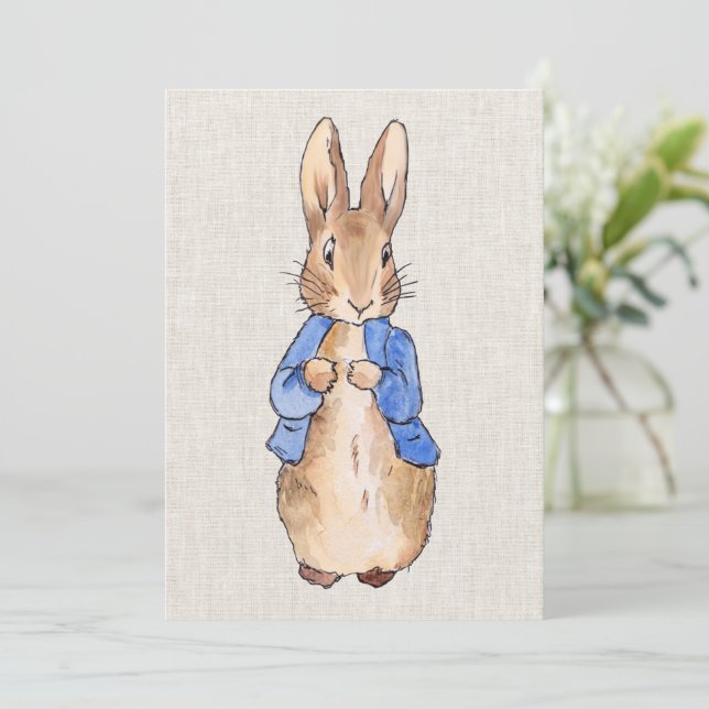 Invitación Conejo clásico con chaqueta azul (Anverso de pie)