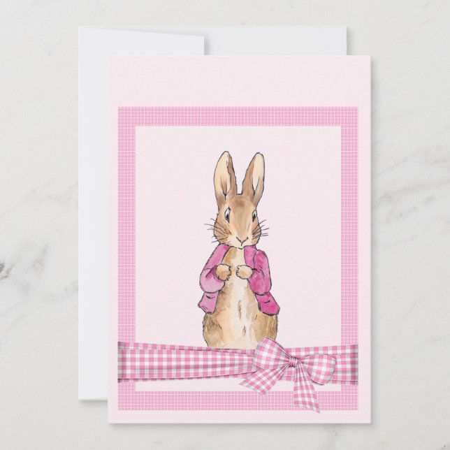 Invitación Conejo clásico con chaqueta rosa (Anverso)