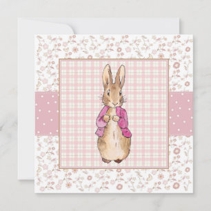 Invitación Conejo clásico con chaqueta rosa
