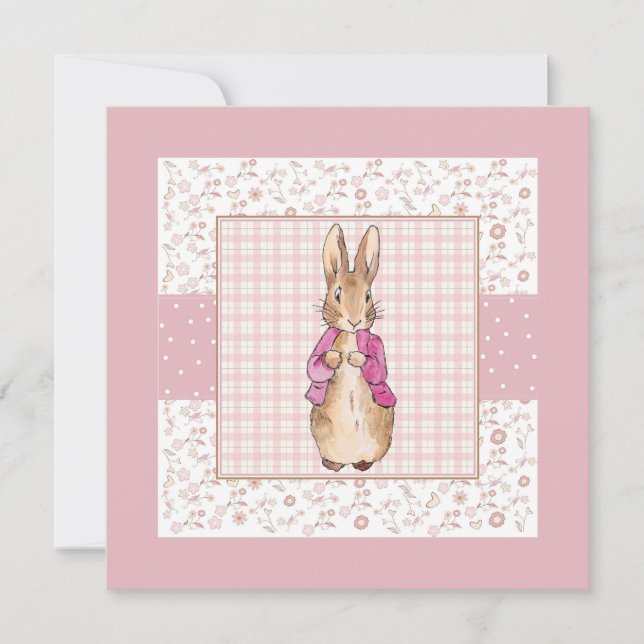Invitación Conejo clásico con chaqueta rosa (Anverso)