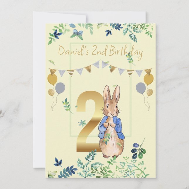 Invitación Conejo clásico con nombre personalizado (Anverso)