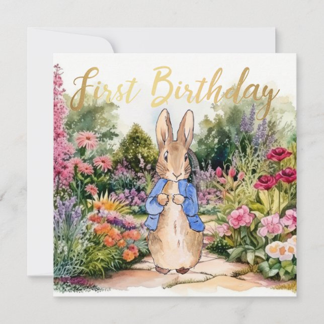 Invitación Conejo Clásico Cumpleaños 1 (Anverso)