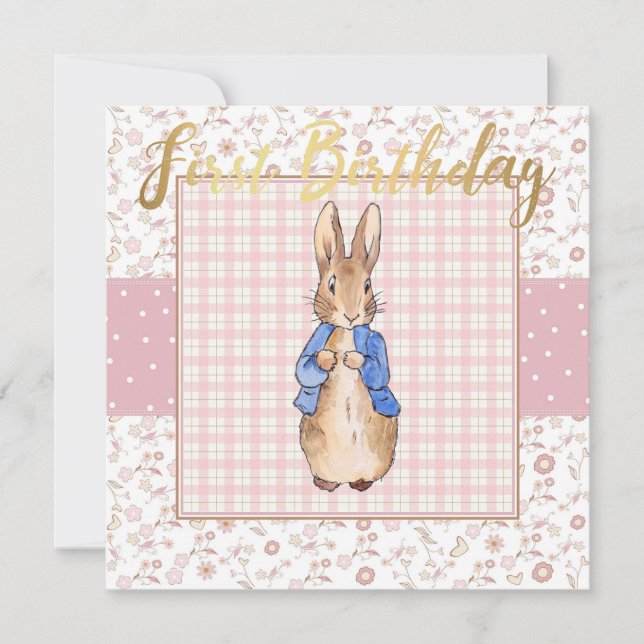 Invitación Conejo clásico cumpleaños 1 (Anverso)