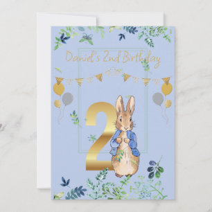 Invitación Conejo clásico de orejas largas con chaqueta azul