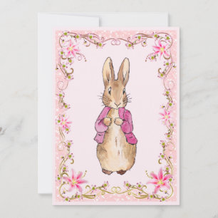 Invitación Conejo clásico en una chaqueta rosa