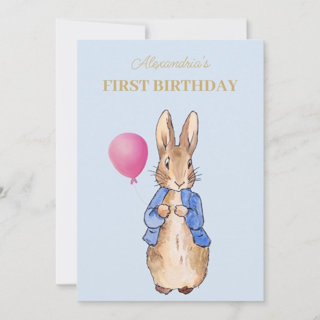 Invitación Conejo Clásico Personalizado Cumpleaños primero (Anverso)