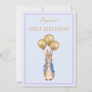 Invitación Conejo Clásico Primer Cumpleaños