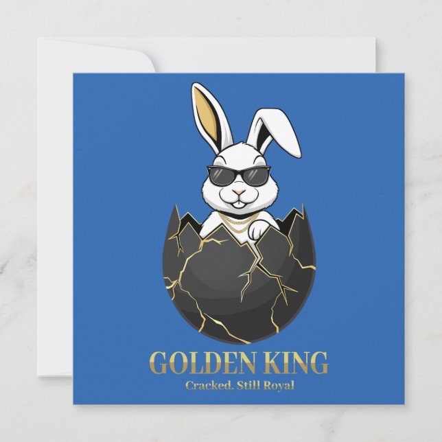 Invitación Conejo con gafas geniales, Oro, agrietado, real (Anverso)