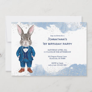 Invitación Conejo con salsa azul en fiesta de cumpleaños de n