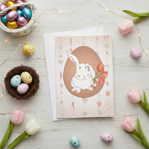 Invitación Conejo con Tulipanes Fiesta de Primavera Conejo
