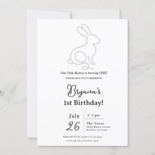 Invitación Conejo conejito de cuerda Cumpleaños mínimo modern