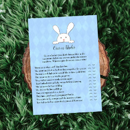 Invitación Conejo conejo blanco azul sobre juego de ducha