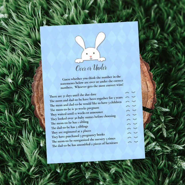 Invitación Conejo conejo blanco azul sobre juego de ducha (Subido por el creador)