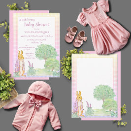 Invitación Conejo conejo Bunny Greenery Baby Shower rosa